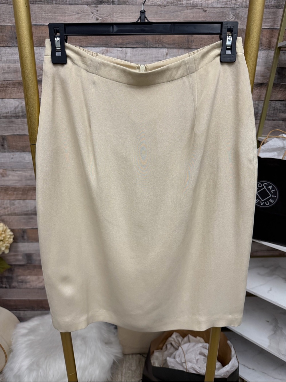 Josephine Chaus Ivory Silk Skirt 8
